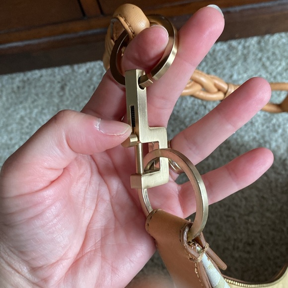 VIA SPIGA: Cream Leather/Canvas Large Shoulder Bag with Braided Handle- SEE PICS - Picture 16 of 16